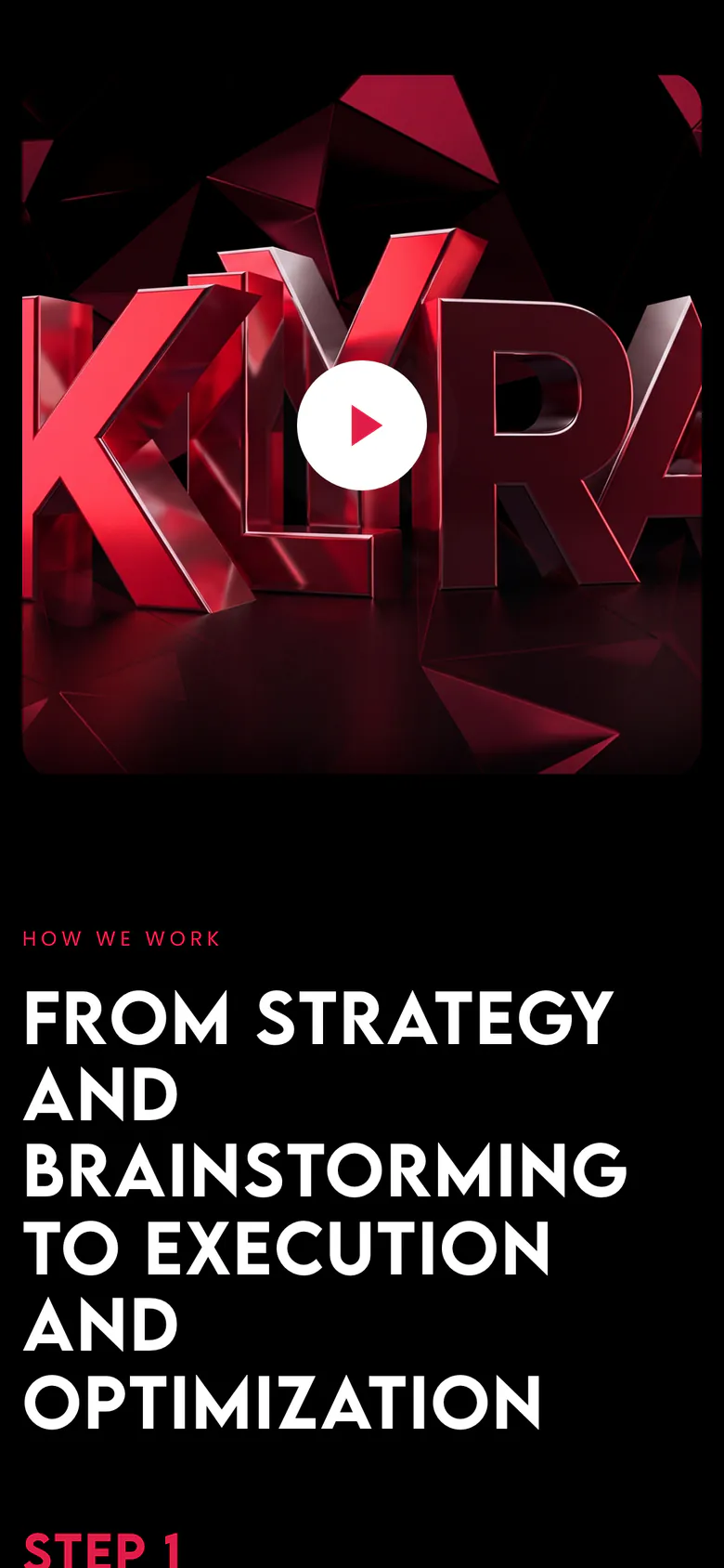 Klyra Digital mobile page with the brand video and the How we work section, on a phone
